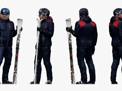 001201 smiling skiman skies in hand 3dp 3D print model