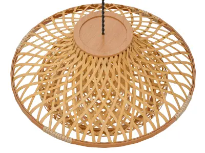 Chandelier Light fixture Round Wicker Rattan Lampshade 3D model