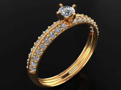 Women Ring 77 simple solitaire diamond engagement women ring 3D print model