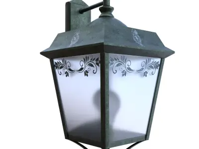 Antique Wall Street Lantern PBR Low Poly 3D Model Game Ready Low-poly 3D model