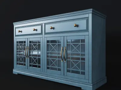 Buffet sideboard with glass doors 3D model