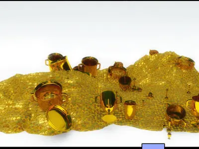 Golden Treasure And Cave Medieval 3D model