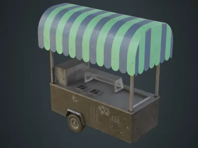 Food Cart 1B Low-poly 3D model