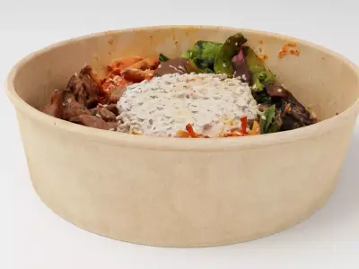 Bibimbap Korean rice dish Poke bowl lunch with rice beef cabbage 3D model