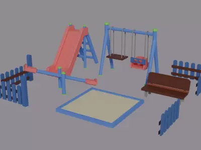 Stylized Playground Pack Low-poly 3D model