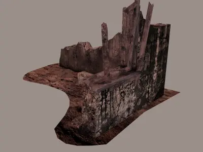 The Corner of the Ruined House Low-poly 3D model