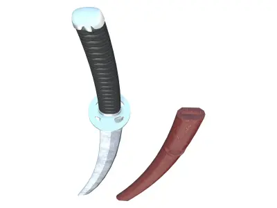 Double Hand Katana Sword and Scabbard Low-poly 3D model