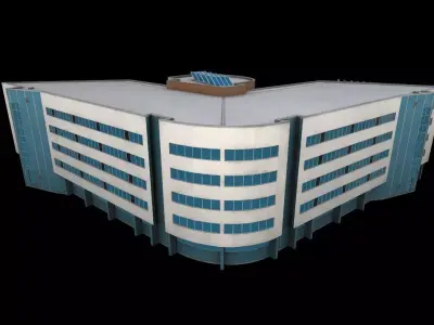 3D Building Low Poly  Low-poly 3D model