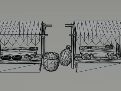 Cartoon market Polygonal Style Low-poly 3D model