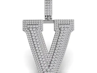 Alphabet Latter V Diamond Pendent 3D print model
