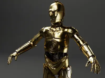 C-3PO Model -Rigged and Textured Low-poly 3D model