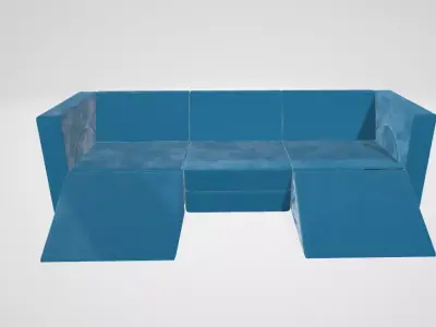 Toddler Modular Sofa Set  Build a Fort Convertible Foam Cushion Low-poly 3D model