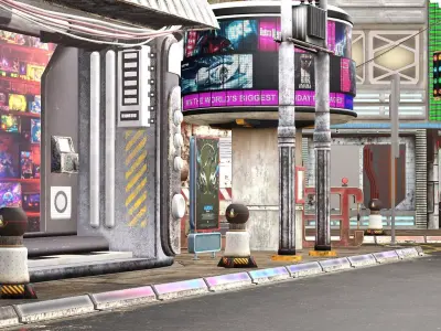 Sci Fi Futuristic City  Pack Low Poly 3D Model Low-poly 3D model