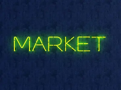 Market Neon Sign Low-poly 3D model