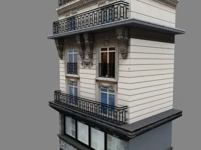 Typical Parisian Apartment Building 02 Low-poly 3D model