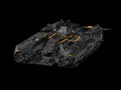 marine spaceship sci fi detailed low poly 3D Low-poly 3D model