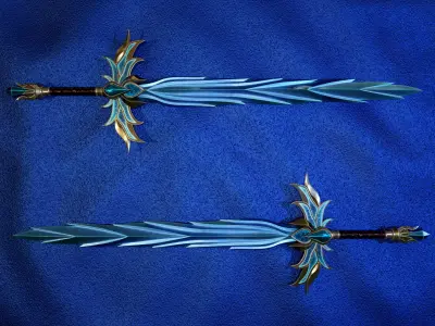 Ice Sword Low-poly 3D model