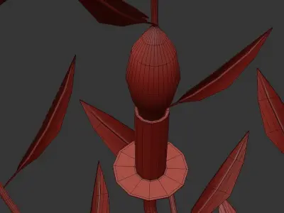 BROCHE 6 gold chandelier with leaves hanging from it 3D model