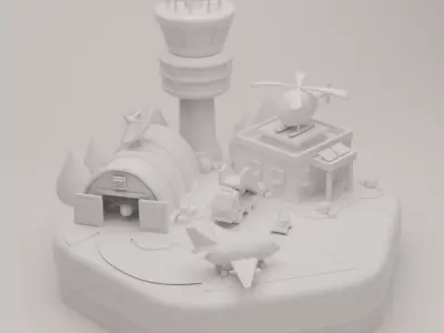 Low Poly Airport Cartoon Low-poly 3D model