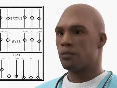  Black Health Care Worker in Overalls Rigged 