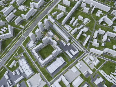 Urban Area Low-poly 3D model