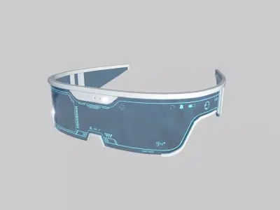 SciFi Glasses Visor 04 White Blue - Character Design Fashion Low-poly 3D model