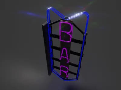 Neon bar sign large Low-poly 3D model