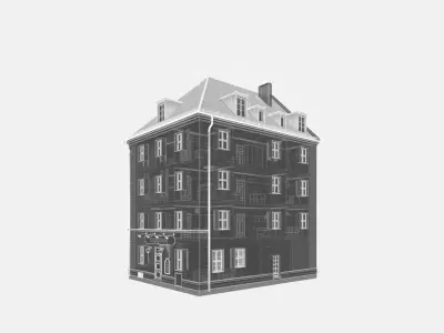 Residential City Building - Corner - 01 - Restaurant 3D model