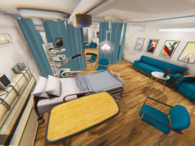 Clinic - Hospital room Low-poly 3D model