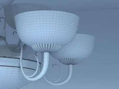 Chandelier in Art Nouveau style with ceiling decor ring 3D model