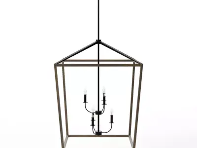 Buford Wood Iron Tiered Chandelier Large Low-poly 3D model