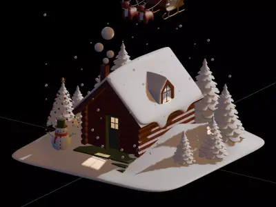 Shack In Winter Christmas 3D model