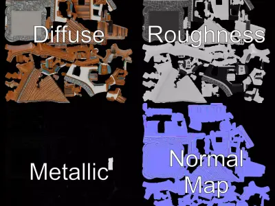 Rustic Chalet Exterior model pack Low-poly 3D model