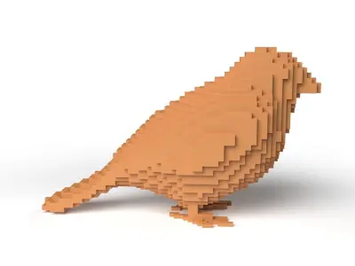 Sparrow Minecraft Voxel Low-poly 3D model