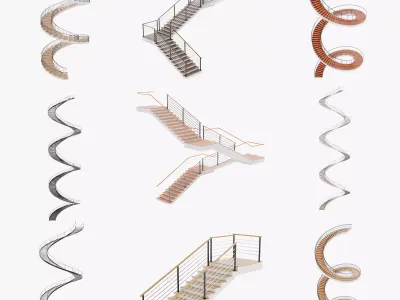 9 Staircases Collection - Modern Interior Stairs 3D Model Pack