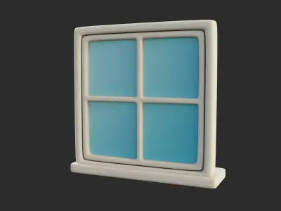 Cartoon Window 5a Low-poly 3D model