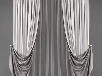 Curtains509 curtain with drapes Low-poly 3D model