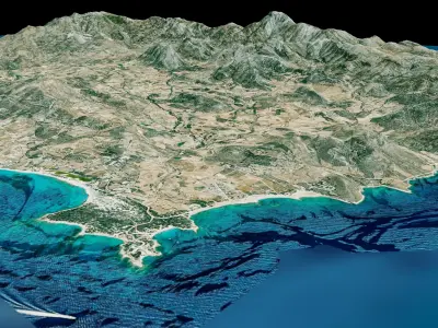 Naxos island 3d model terrain Low-poly 3D model