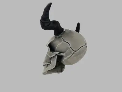 a skull with horns 3D model