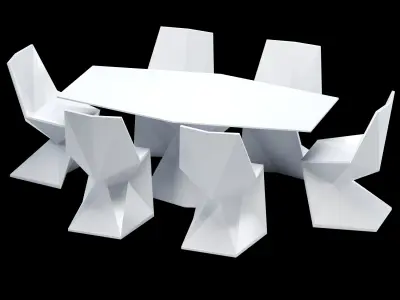 Vertex Dining Table and Chair Low-poly 3D model