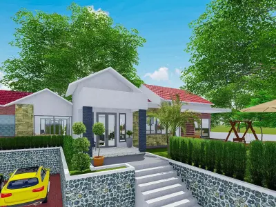 exterior and interior house design 3D model