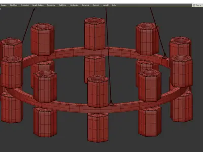 LAMPADARIO BRASS CHANDELIER Low-poly 3D model