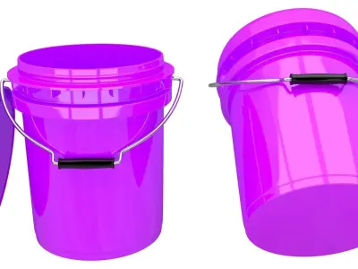 Food Grade 5l Plastic Bucket Purple 3D model