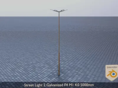 Street Light 2 Galvanized F4 M1 K0 5000mm Low-poly 3D model