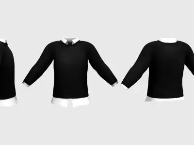 Crew Neck Sweater - Shirt Under Combo Low-poly 3D model