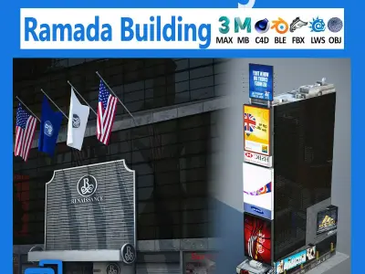 NYC Building Ramada Renaissance Low-poly 3D model