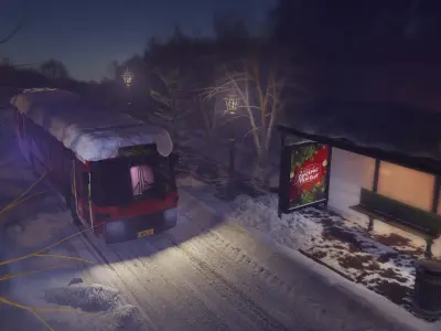 Winter Bus Station 3D model