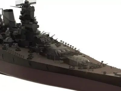 WW2 MPERIAL JAPANESE NAVY MUSHASHI BATTLESHIP 3D model