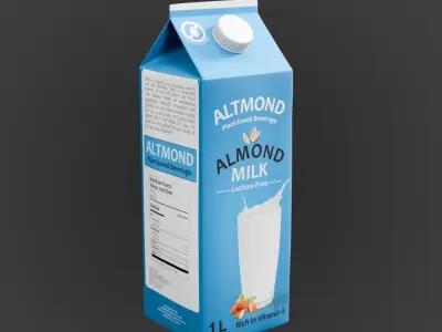 Almond Milk carton Low-poly 3D model