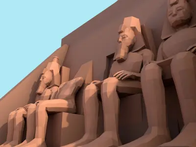 Cartoon Low Poly Abu Simbel Landmark Low-poly 3D model